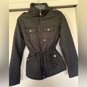 Steve Madden Black Quilted jacket with Cinch Waist. Size Small